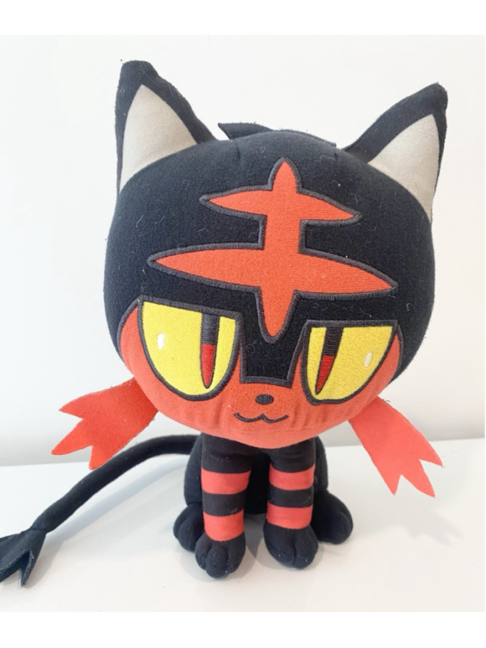 Pokemon Litten Plush 12” Black Red Fire Cat Stuffed Animal Tomy